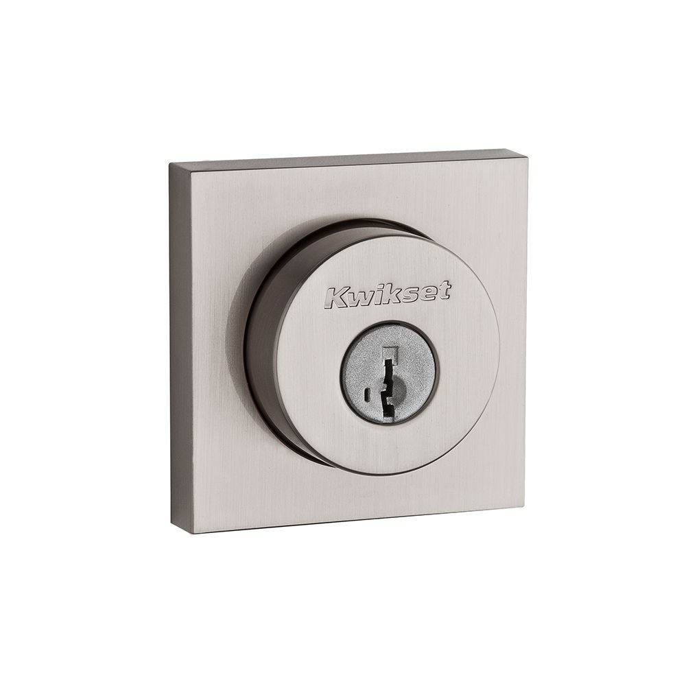 Kwikset91580-001 Halifax Square Single Cylinder Deadbolt Featuring SmartKey, Satin Nickel, 1 Pack