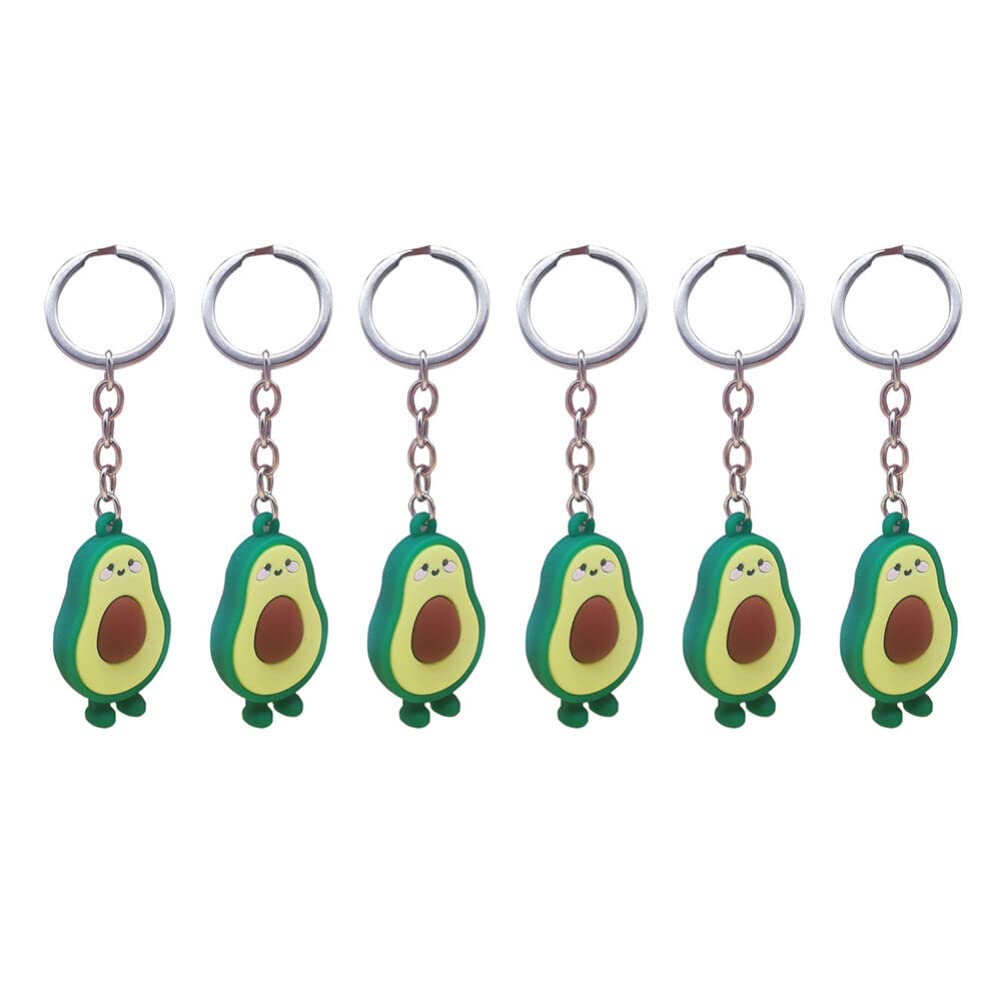 TENDYCOCONovelty Key Ring Pack Avocado Party Favours Handbag Decorations Avocado Keychain Set 6-Piece