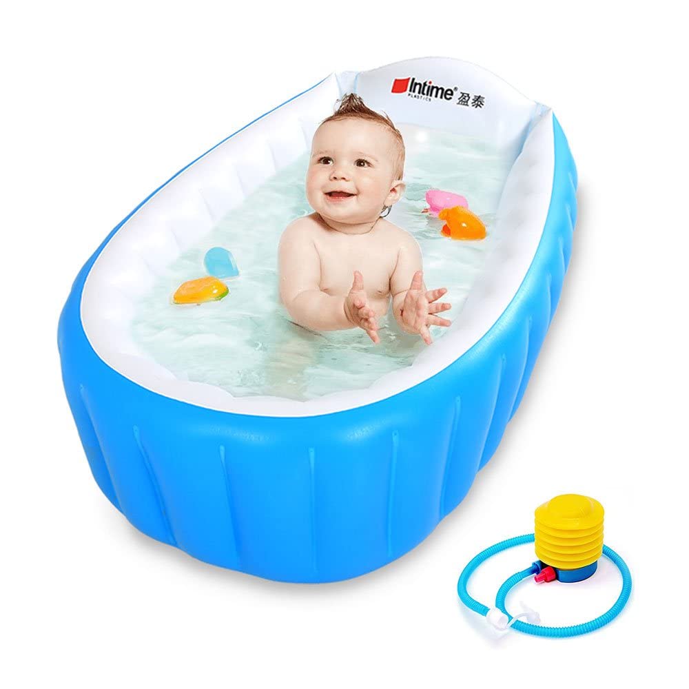 Baby Inflatable Bathtub Children No-Slippery Swimming Pool Foldable Travel Air Shower Basin Seat Baths Big Size with air Pump for 0-3 Years