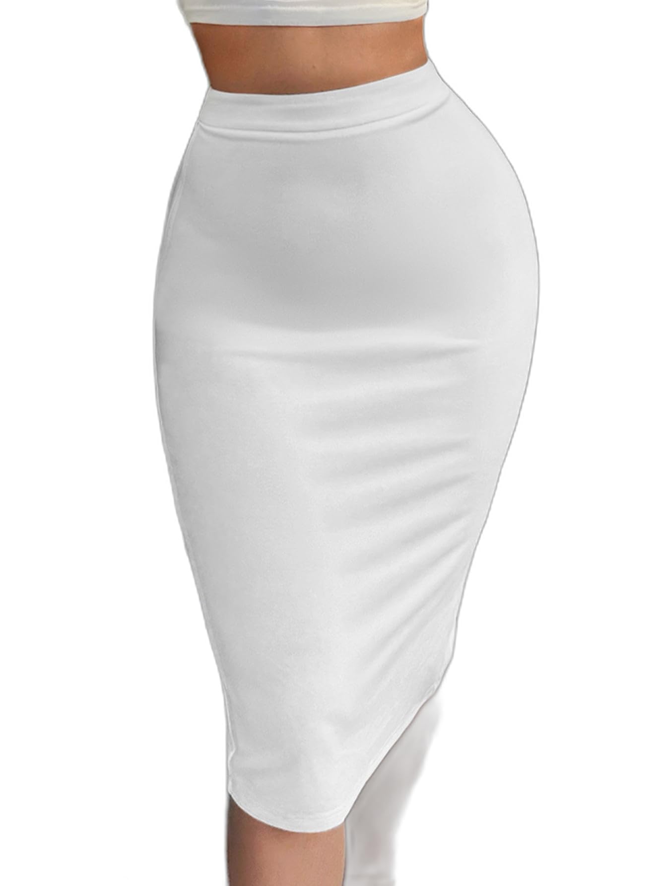 Women SXY Solid High Waist Pencil Skirt