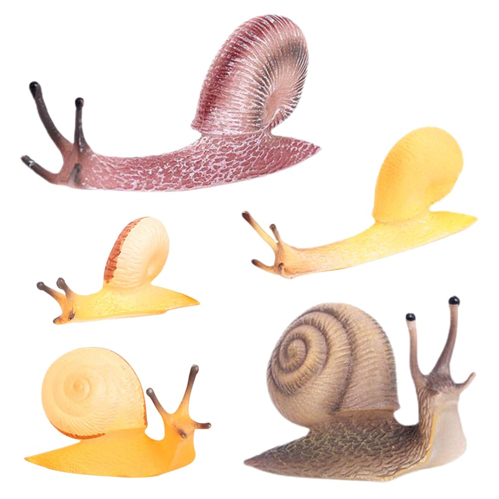 NyaSaa Simulation Snail Toy Desk Topper Cake Decor Sand Table Toys Animal Figurine Snail Sensory Toy Small Snail Figurine Ornament PlasticSnails Plastic Animal Figures Kids Toys- 5pcs