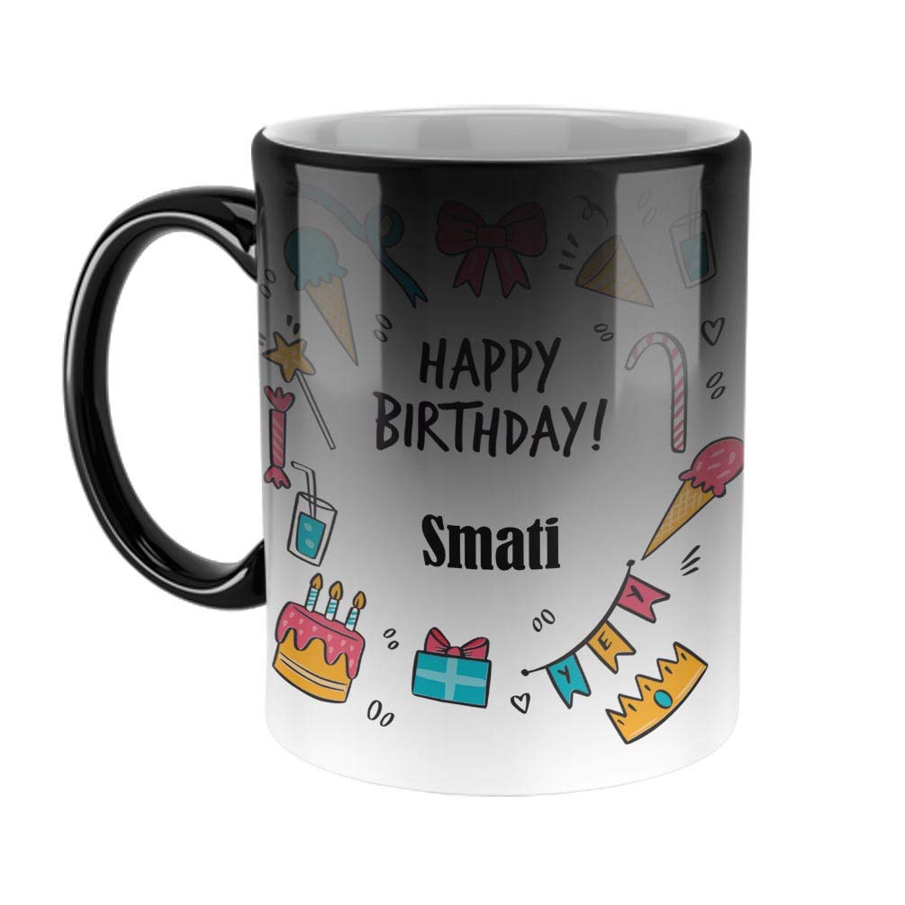 FurnishFantasy Ceramic Coffee Mug - Best Gift for Happy Birthday Mug - Color Changing Magic Mug, Name - Smati