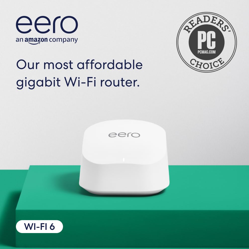 Amazon eero 6+ mesh Wi-Fi router | 1.0 Gbps Ethernet | Coverage up to 140 m2 | Connect 75+ devices | 1-Pack | 2022 release