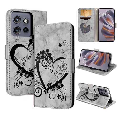 CASAFUNY Handyhülle für Motorola Edge 50 Neo 5G Hülle Tasche PU Leder Flip Case Moto Edge 50 Neo Brieftasche Kartenfach Klapp hülle Handytasche Case Schutzhülle für Moto Edge 50 Neo - Schwarz