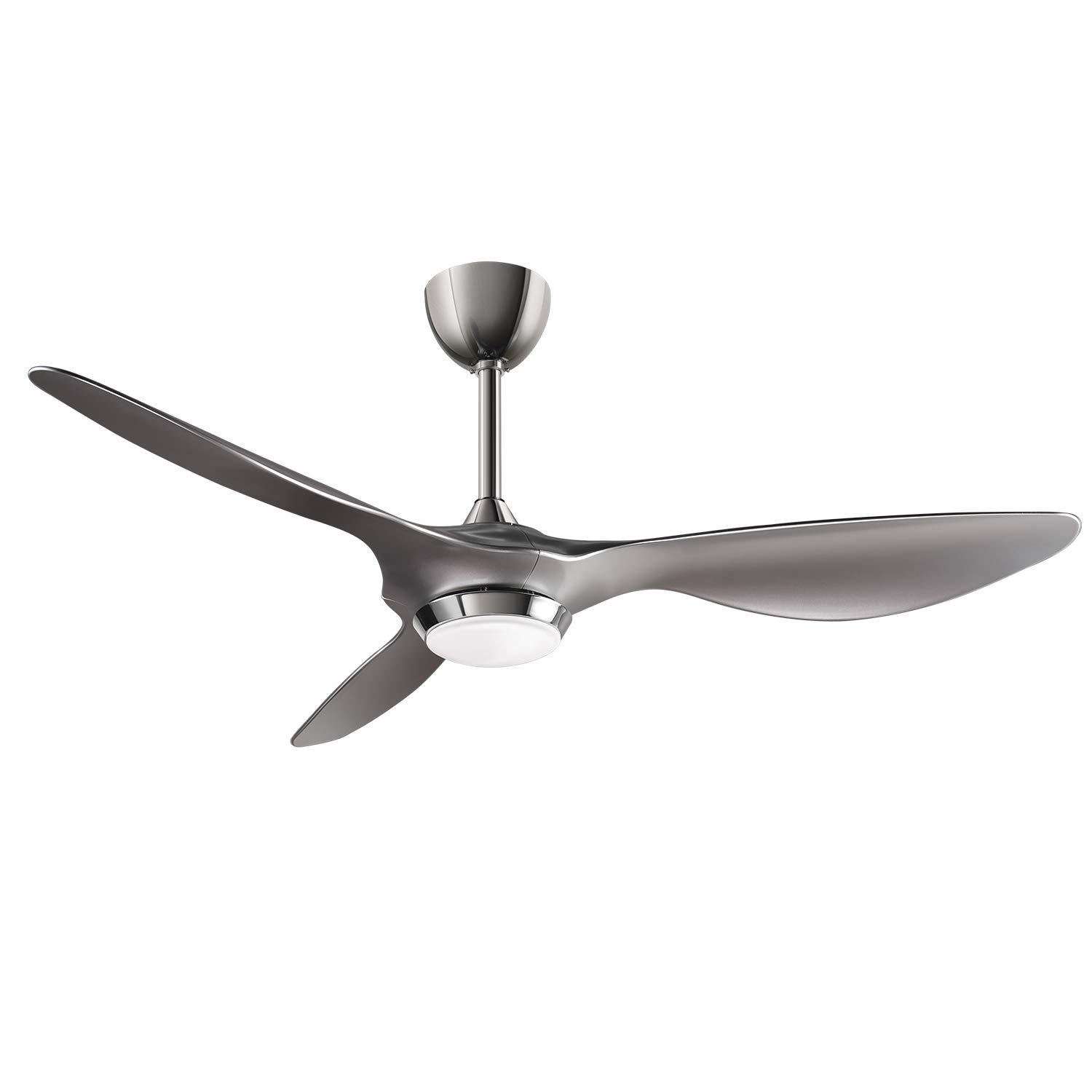 reiga 52 Inch Silver Smart Ceiling Fans with Remote APP Voice Control & Dimmable LED Light Kit Modern 3 Blades Reversible DC Motor for Living room Bedroom Patio