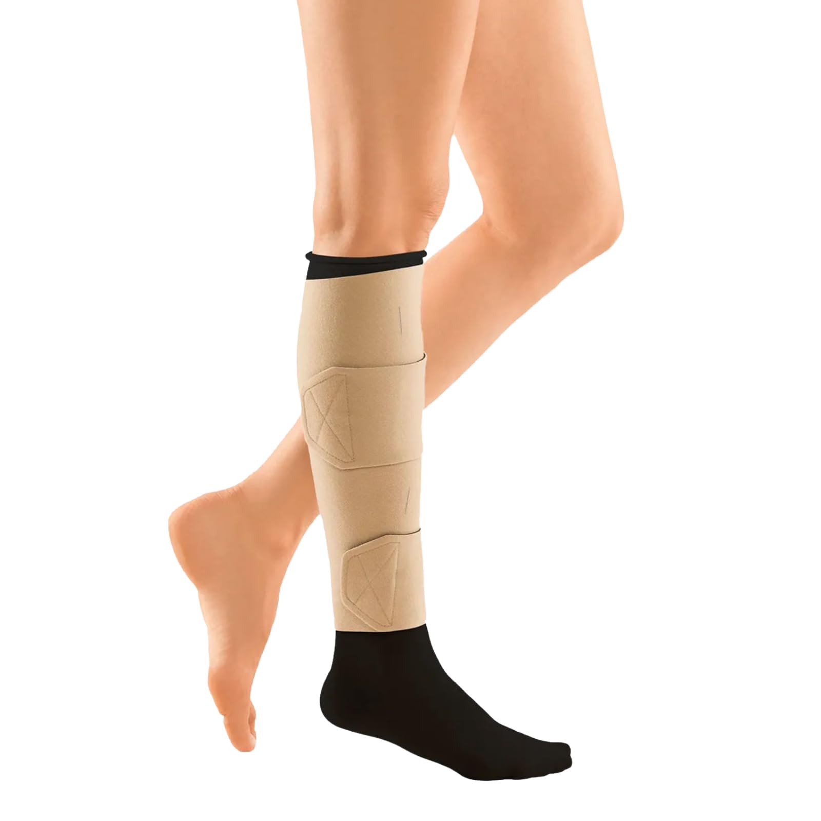 Circaid Juxtalite essentials Lower Leg HD Long (33cm) - Calf, Beige | Inelastic Compression Garment | For Venous Problems | CEAP C2-C5 | Juxtaposed Band | Circaid Buil-in-Pressure System | (S)