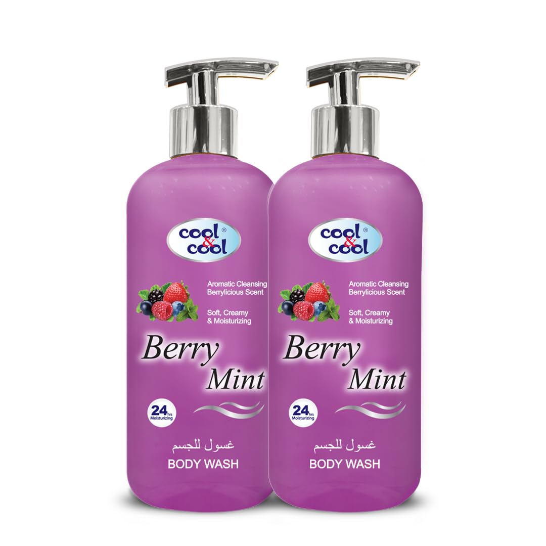 Cool & CoolBody Wash Berry Mint With Hand Pump 500ML (Pack of 2) - Refreshing,Vitamin- E, 24-Hour Moisturizing, Invigorating Scent, Suitable for All Skin Types 1 Liter