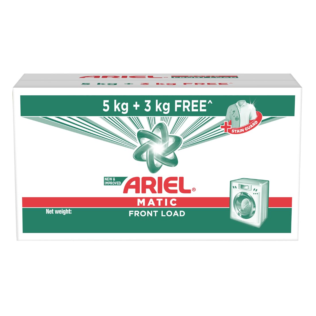 Ariel Matic Detergent Powder Front Load - 5kg + 3kg free | Removes 100 Tough Stains in 1 wash | Specially Designed for Washing Machines | Fresh Fragrance