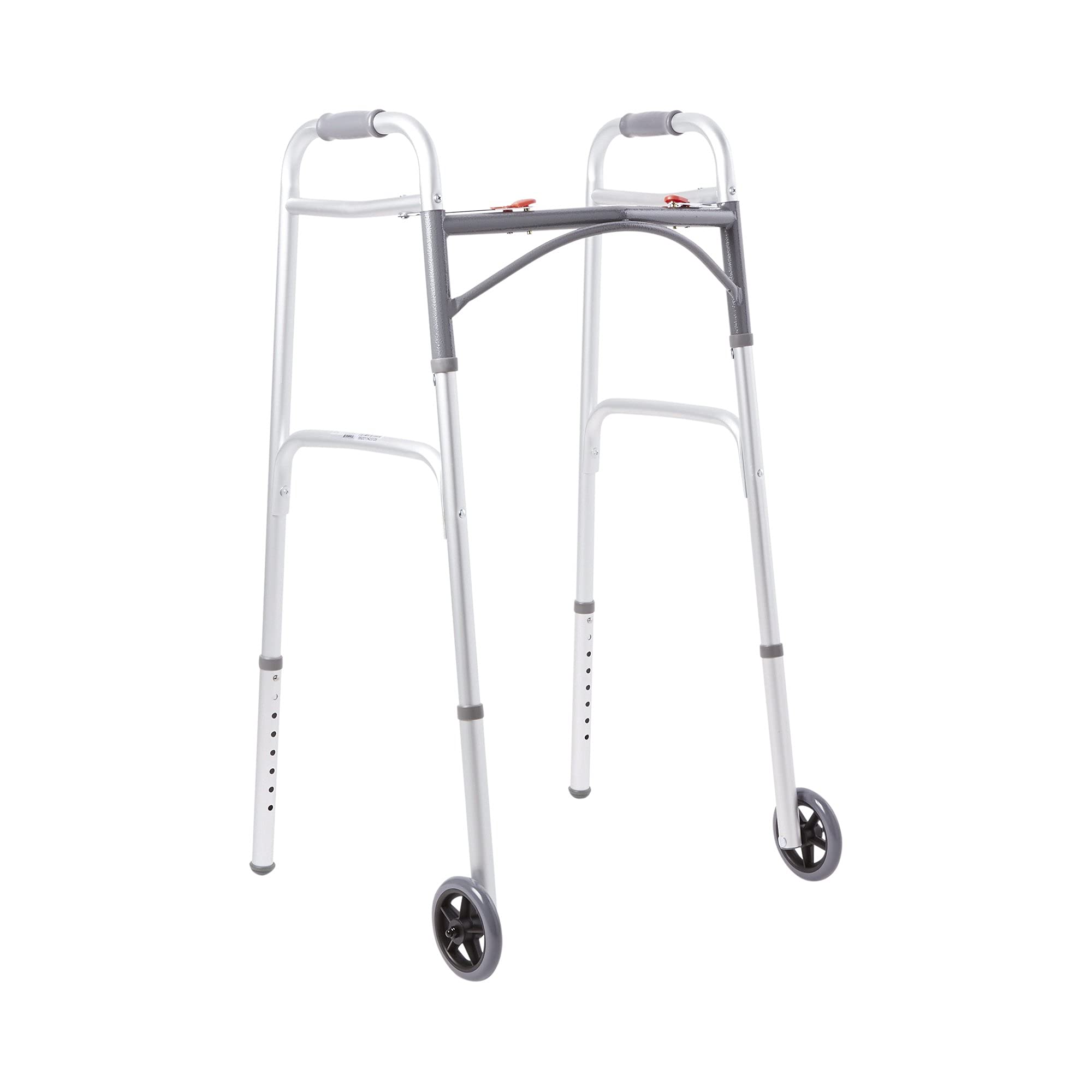 McKesson Folding Walkers with Wheels, Aluminum, 32 in to 39 in, 350 lbs Weight Capacity, 1 Count