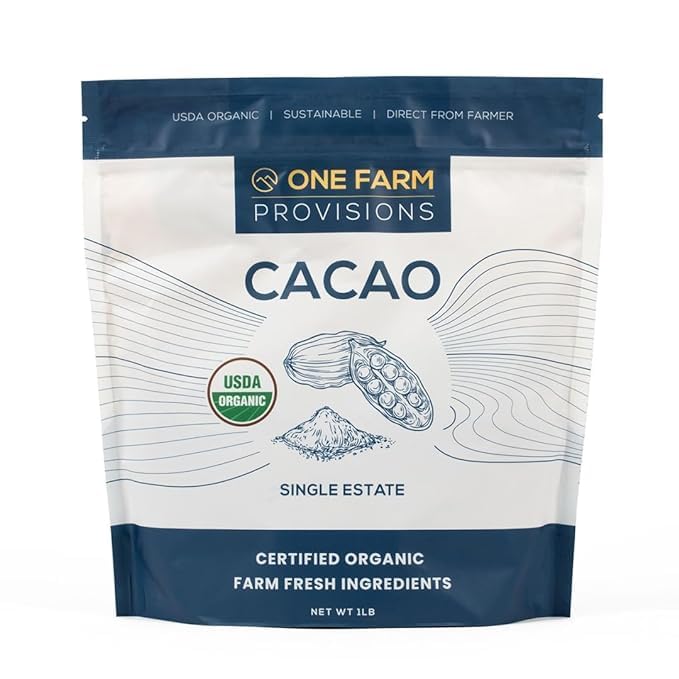 One Farm by WAAYBOrganic Cacao, Single Estate, Non-GMO, Fair-Trade, Vegan, Gluten Free, 100% Raw Rizek Cacao in Resealable Bag for Cooking, Smoothies, Lattes & Baking (1 lb, Powder)