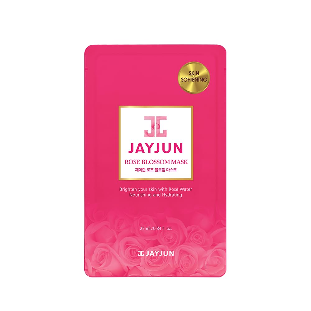 JAYJUN Rose Blossom Mask,Pack of 10 Sheets, 0.84 fl. oz,25ml, Rose, Hydrating, Brightening