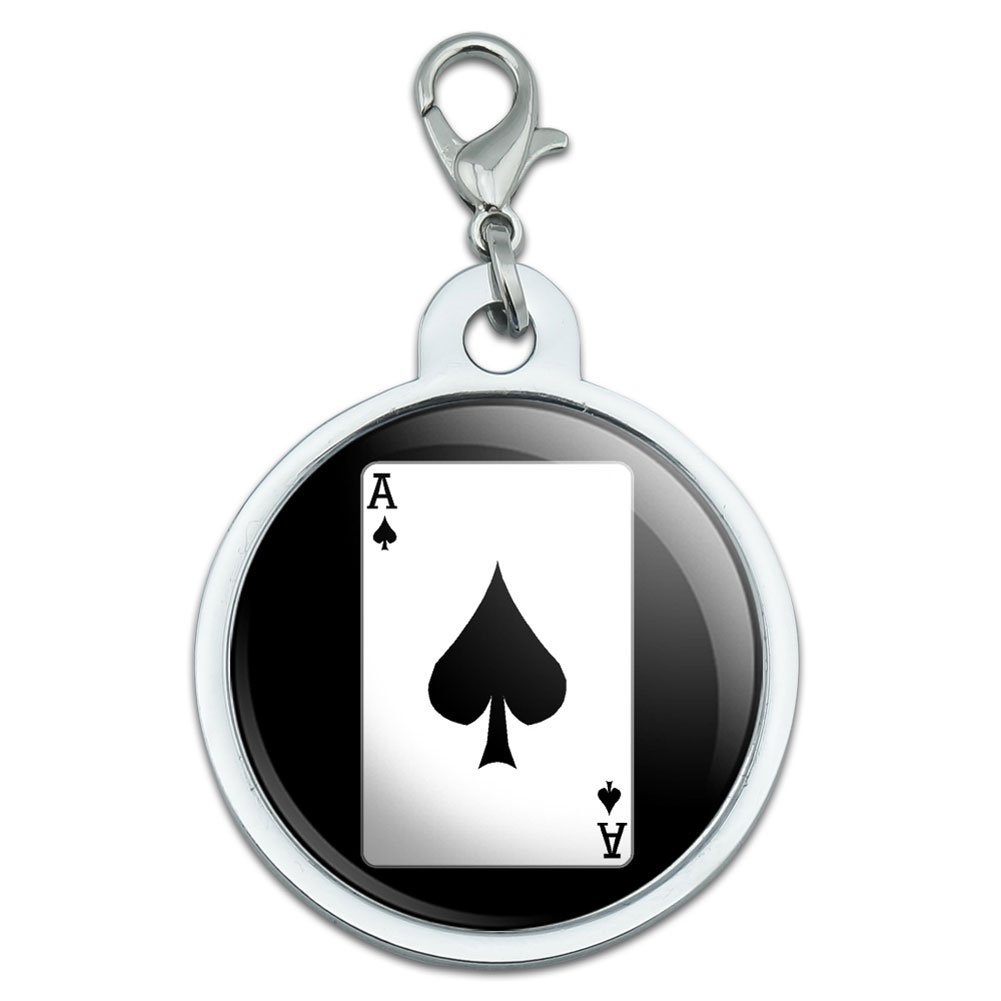 GRAPHICS & MORE Playing Cards Ace of Spades Large Chrome Plated Metal Pet Dog Cat ID Tag