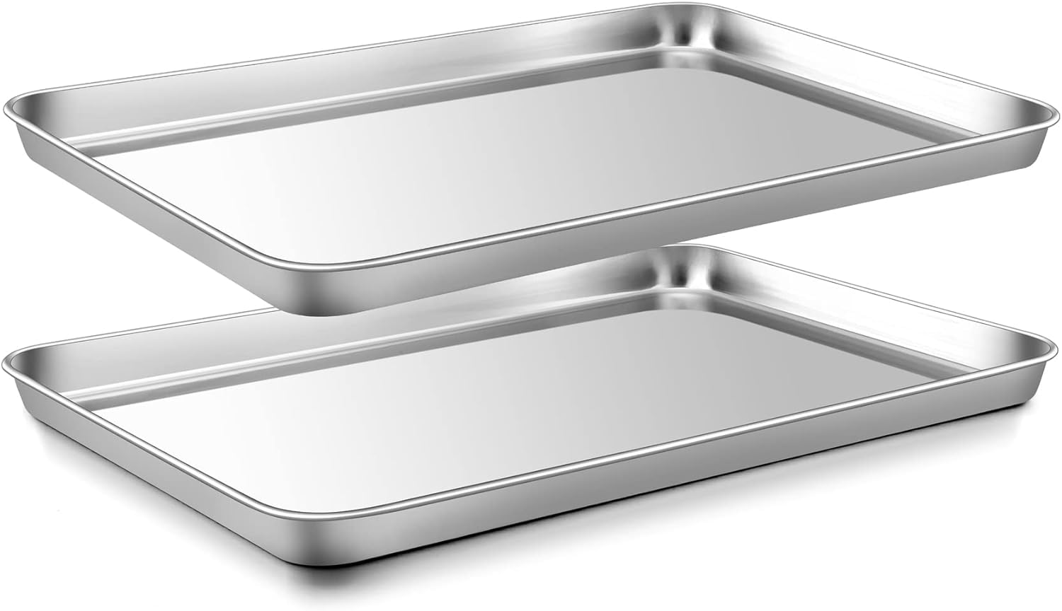 Baking Tray Set of 2, Grace Aluminium Rectangle Baking Sheets Pans, Large Professional Oven Trays for Cooking Serving, Non Toxic & Healthy, Mirror Finished & Dishwasher Safe, 46x33x2.5cm