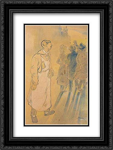 En Vont Par Trois 18x24 Black Ornate Frame and Double Matted Museum Art Print by Theophile Steinlen