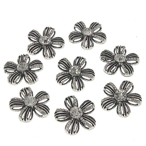 Sewing Button Rhin Button Antic Silver Flatback Buttons Decorative for Clothing Antique Crystal Botton DIY Crafat 5pieces