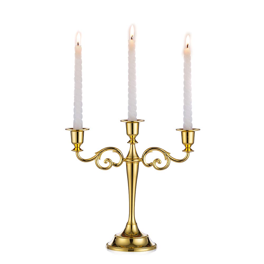 Sziqiqi 3-arms Metal Candle Holder 27cm Height Candle Stick Wedding Candle Stand 11x27cm Gold unknown