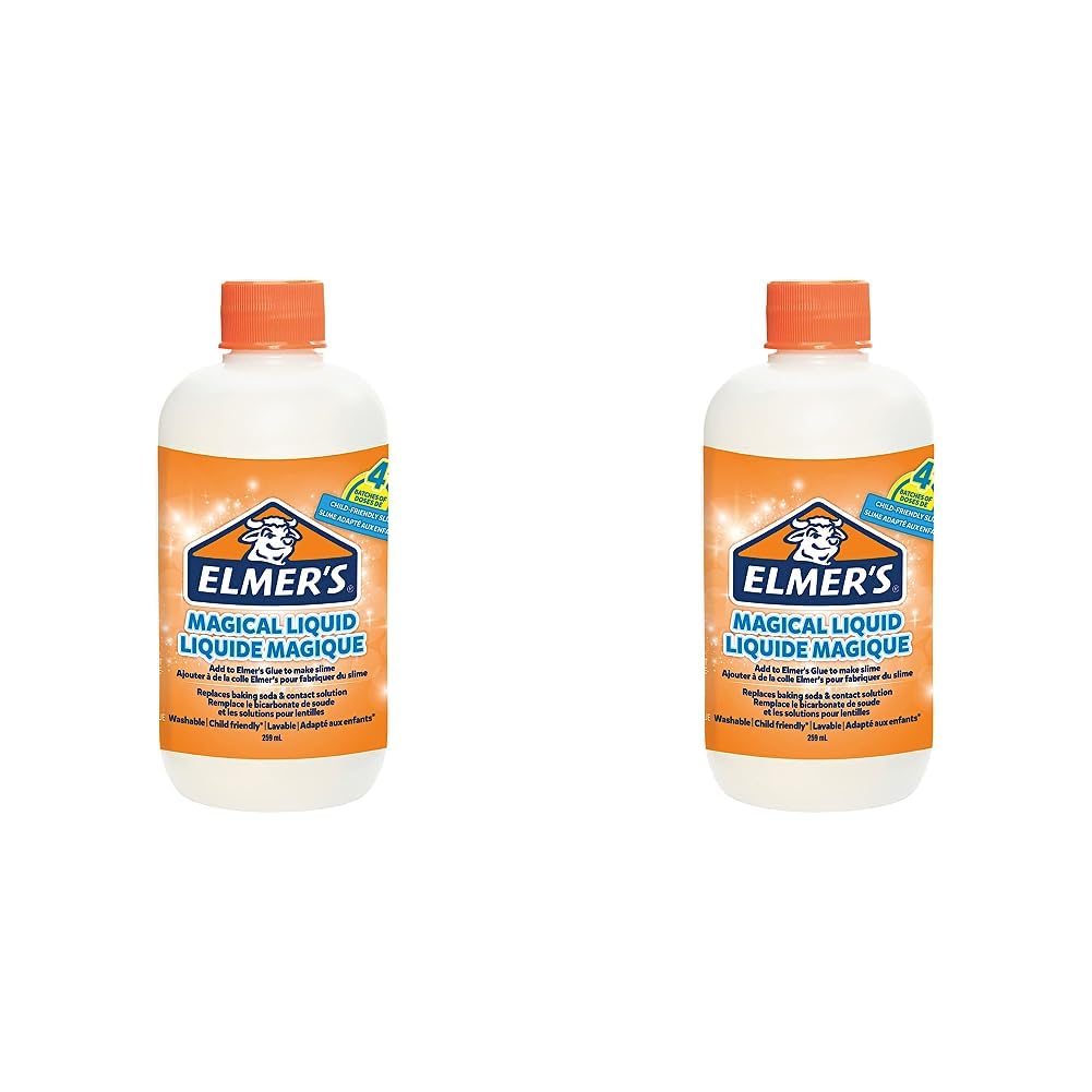 Elmer’s Glue Slime Magical Liquid Solution | 259 mL Bottle (Up to 4 Batches) | Washable & Kid Friendly | Great for Making Slime (Pack of 2)