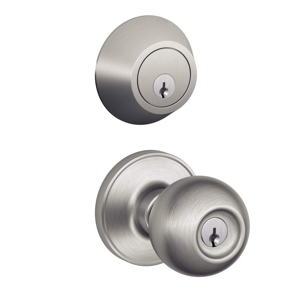 SCHLAGEJC60 V CNA 630 Single Cylinder Keyed Entry Lock Deadbolt, Stainless Steel