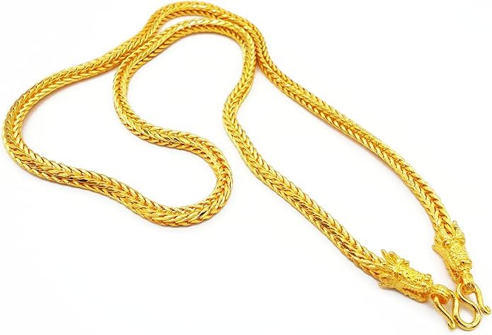 GenericDragon Necklace Thai Gold Jewelry Chain Link 23k 24k Baht Yellow Gold Plated Filled Jewelry Women, Men's From Thailand