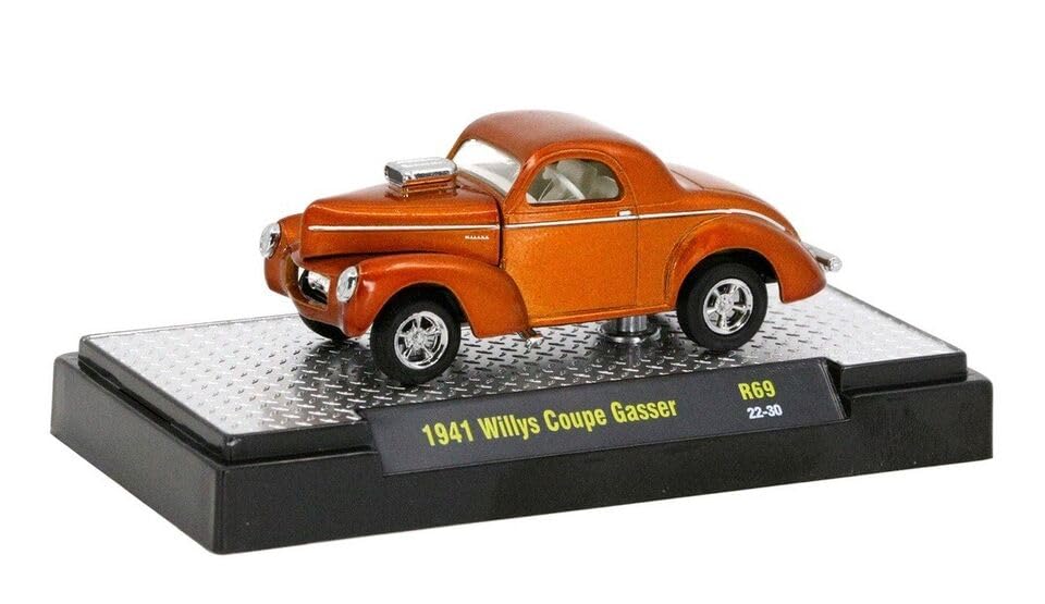 M2Machines Detroit Muscle R69 23-30 1941 Willys Coupe Gasser Orange /64 Scale