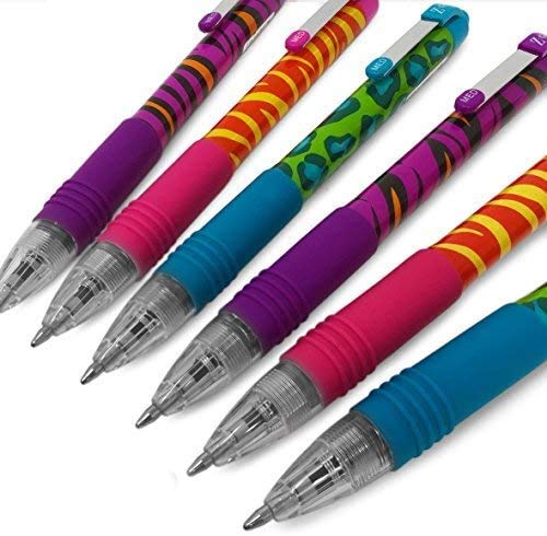 ZebraZ-Grip Funky - Animal Brights Pattern Retractable Coloured Ballpoint Pen - Assorted 6 Pack