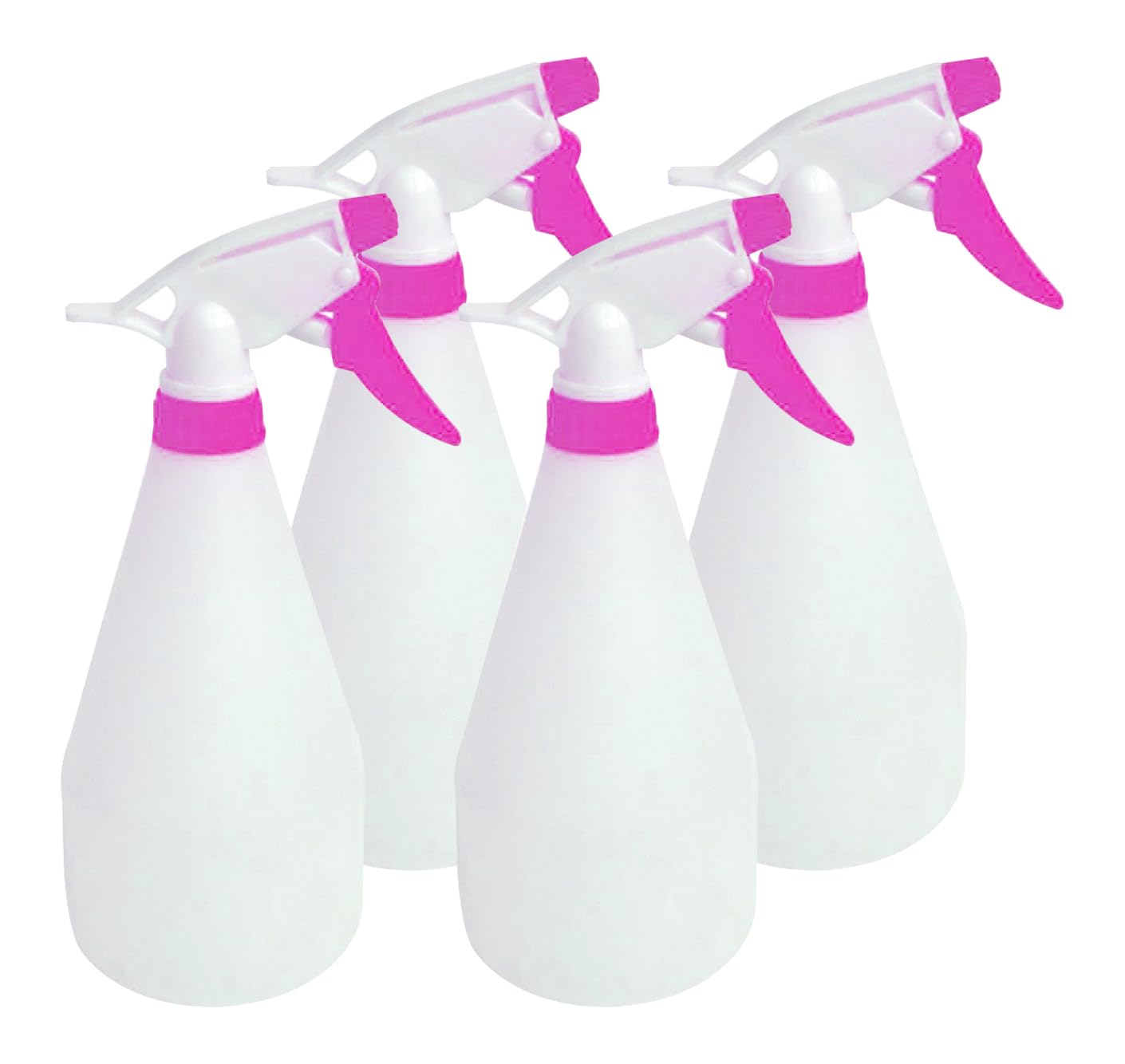 Eco Care 4 Packs (750ml - 25oz) Empty Plastic Spray Bottles, Heavy Duty Refillable with Adjustable Nozzle and Measurements for All Purpose Cleaning Solutions-Pink