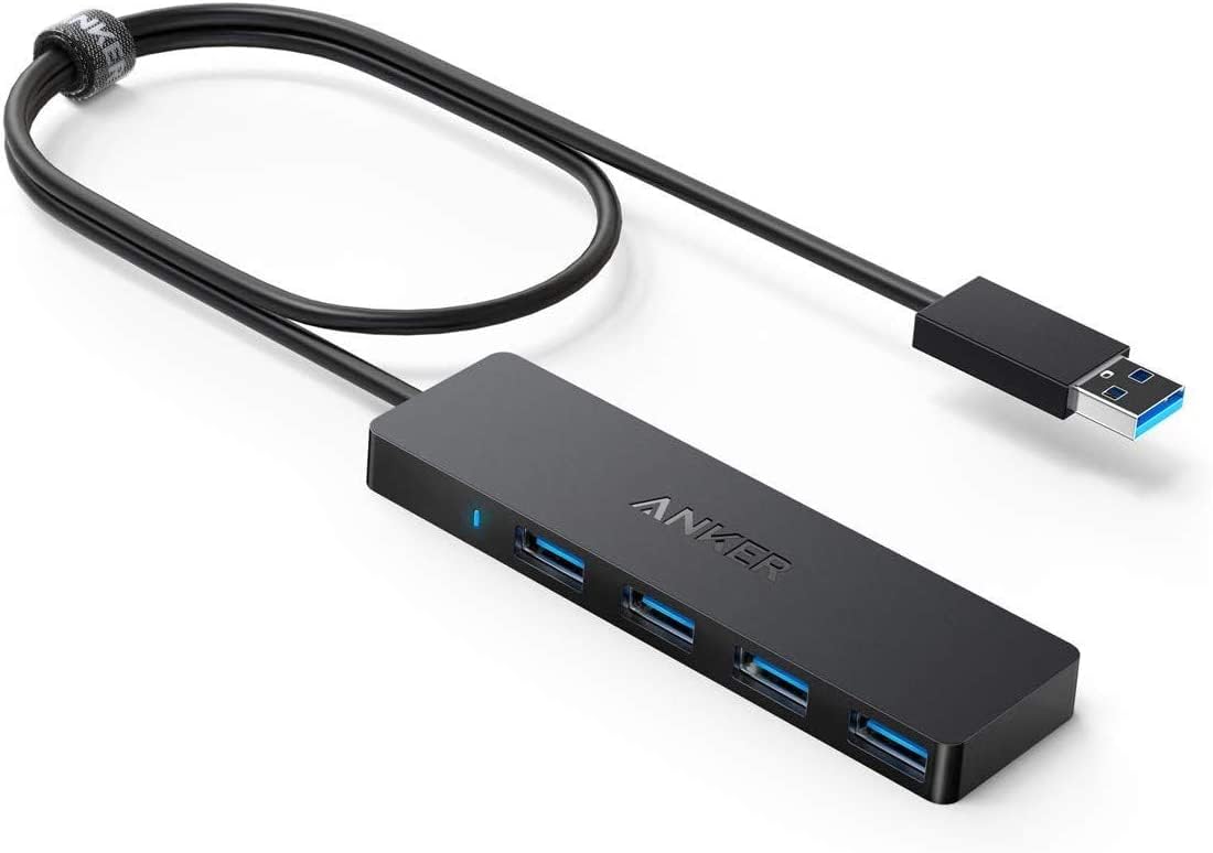 Anker 4-Port USB 3.0 Hub with 5Gbps Data Transfer, Ultra-Slim Data USB Hub [Charging Not Supported], for MacBook, iMac, Surface, Mobile HDD, and More (USB-A, 2 ft)