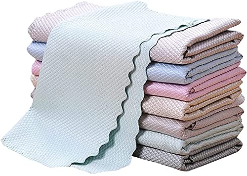 P Plus Fire Streak Free Miracle Cleaning Cloth Nanoscale Streak-Free Cloths Reusable Lint-Free Absorbent Towels Washable Microfiber Cleaning Cloth for Glasses (Pack of 10)