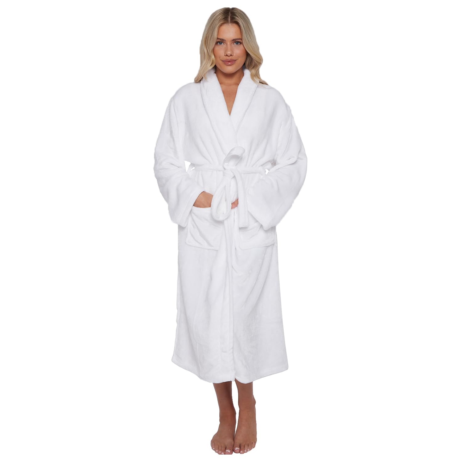 GC GAVENO CAVAILIASnuggle Bath Robe For Men & Women, Flannel Fleece Dressing Gown Bathrobe With Front Pockets, Shawl Collar Plain Robes