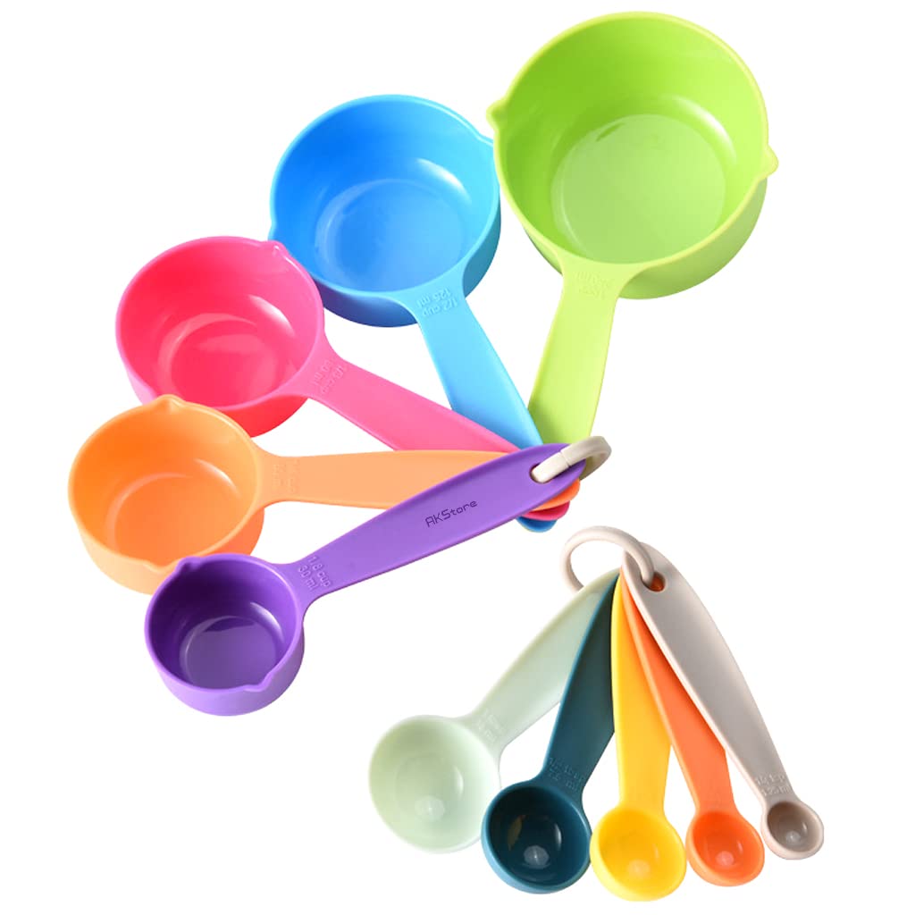 AKStore Measuring Cups Spoon Sets Colorful Fashion Set (Colorful-10 Set)