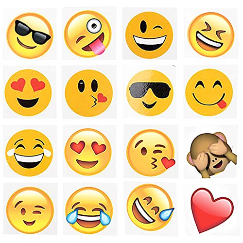 Big Mo's ToysTemporary Emoticon Smiley Face Tattoos - 16 Assorted Emoticon Styles - Fun Gift, Party Favors, Party Toys, Goody Bag Stuffers, Easter Egg Stuffers 2" 144 Pack