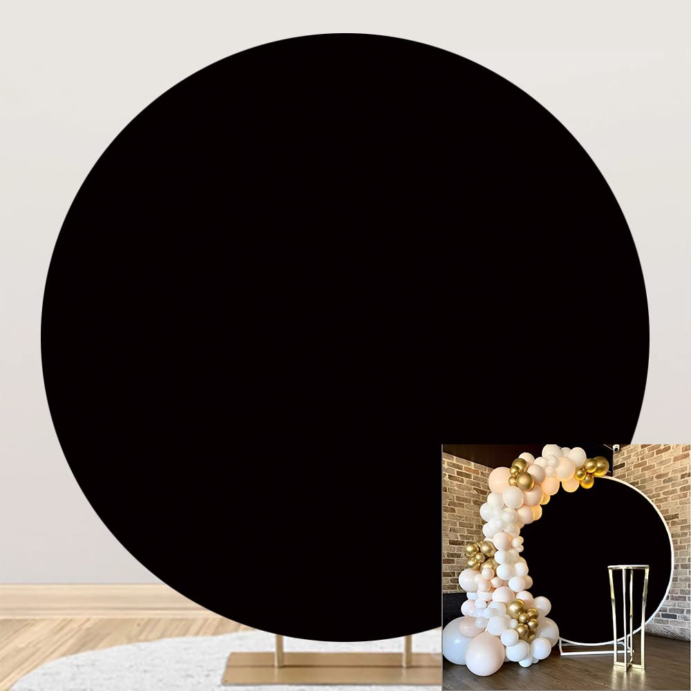 DORCEV Black Round Backdrop Cover 4x4ft Polyester Solid Black Background for Photography Pure Black Photo Backdrop for Shoot Portrait Party Video Studio Props Birthday Baby Shower Wedding Supplies