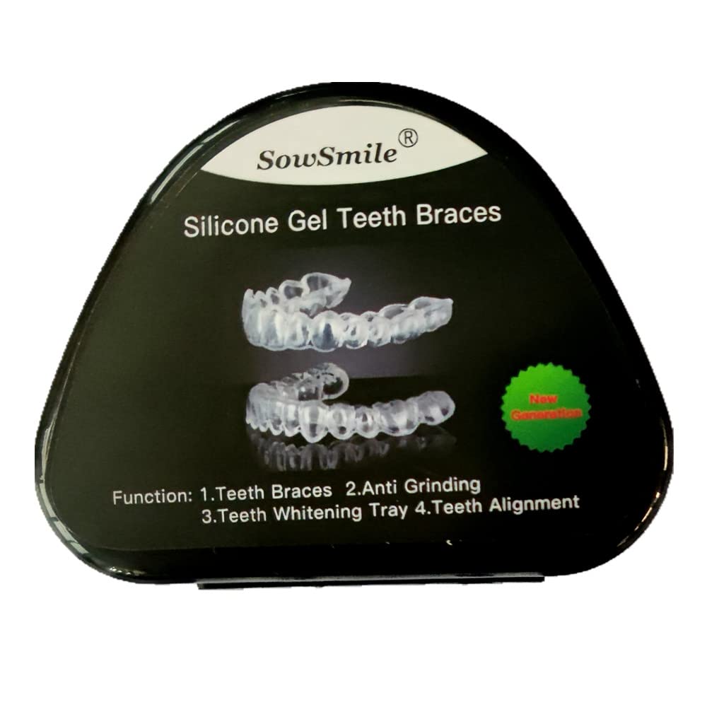 sowsmileSilicone Gel Soft Dental Oral Teeth Whitening Bowls Anti Crunch Teeth Whitening Mouth Night Guard Bruxism Braces (Teen Size Upper