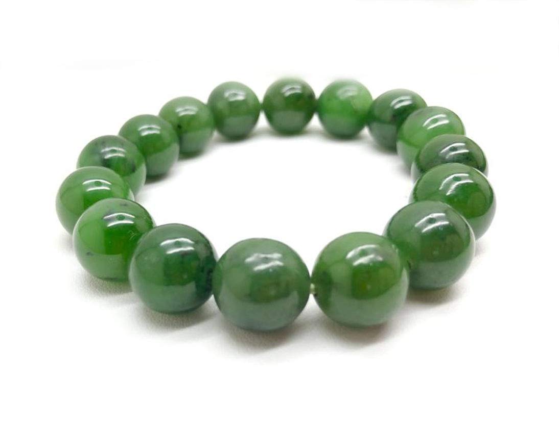 REBUYGreen Jade Bracelet Crystal Healing Stone Bracelet Gemstone Bracelet Jewelry for Men & Women, Color Green, Bead Size 10 MM