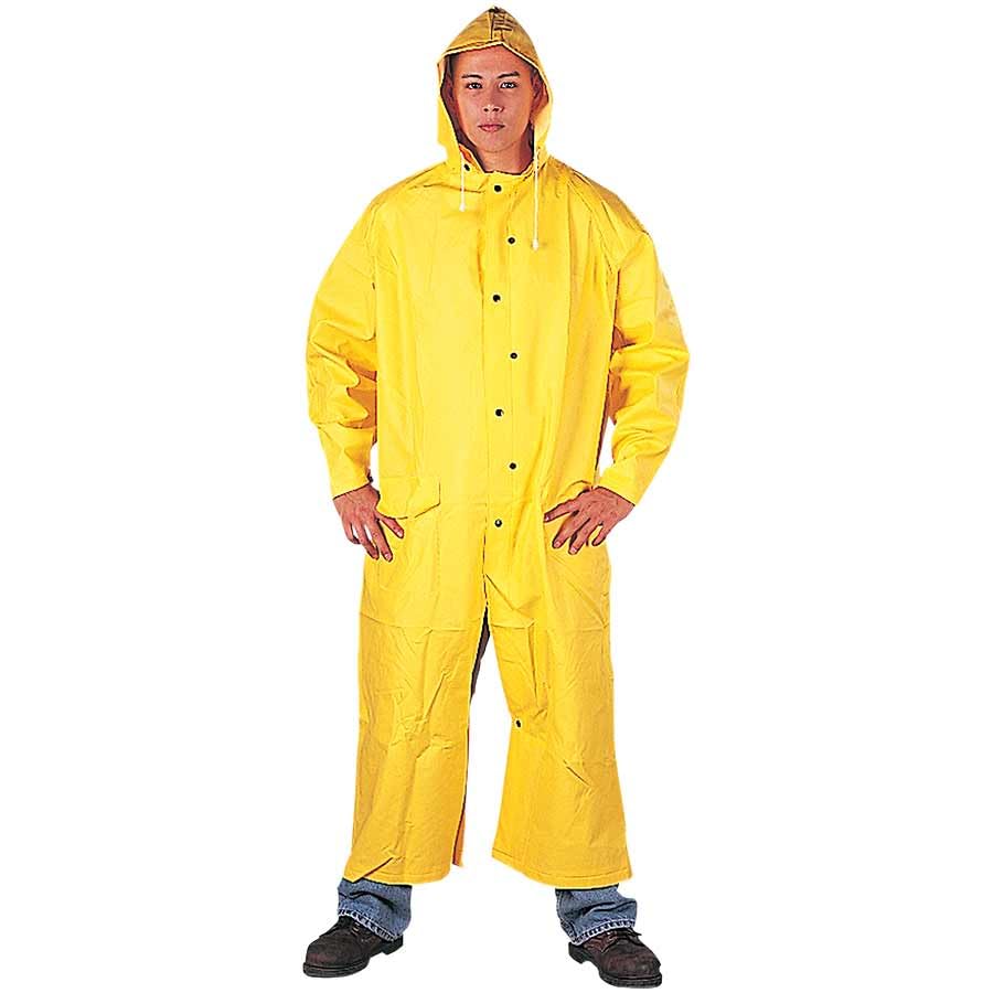 Liberty Glove & Safety1228/3XL DuraWear PVC/Polyester 2-Piece Riding Slicker with Detachable Hood, 60" Length, 0.35mm Thick, 3X-Large, Yellow (Case of 10)