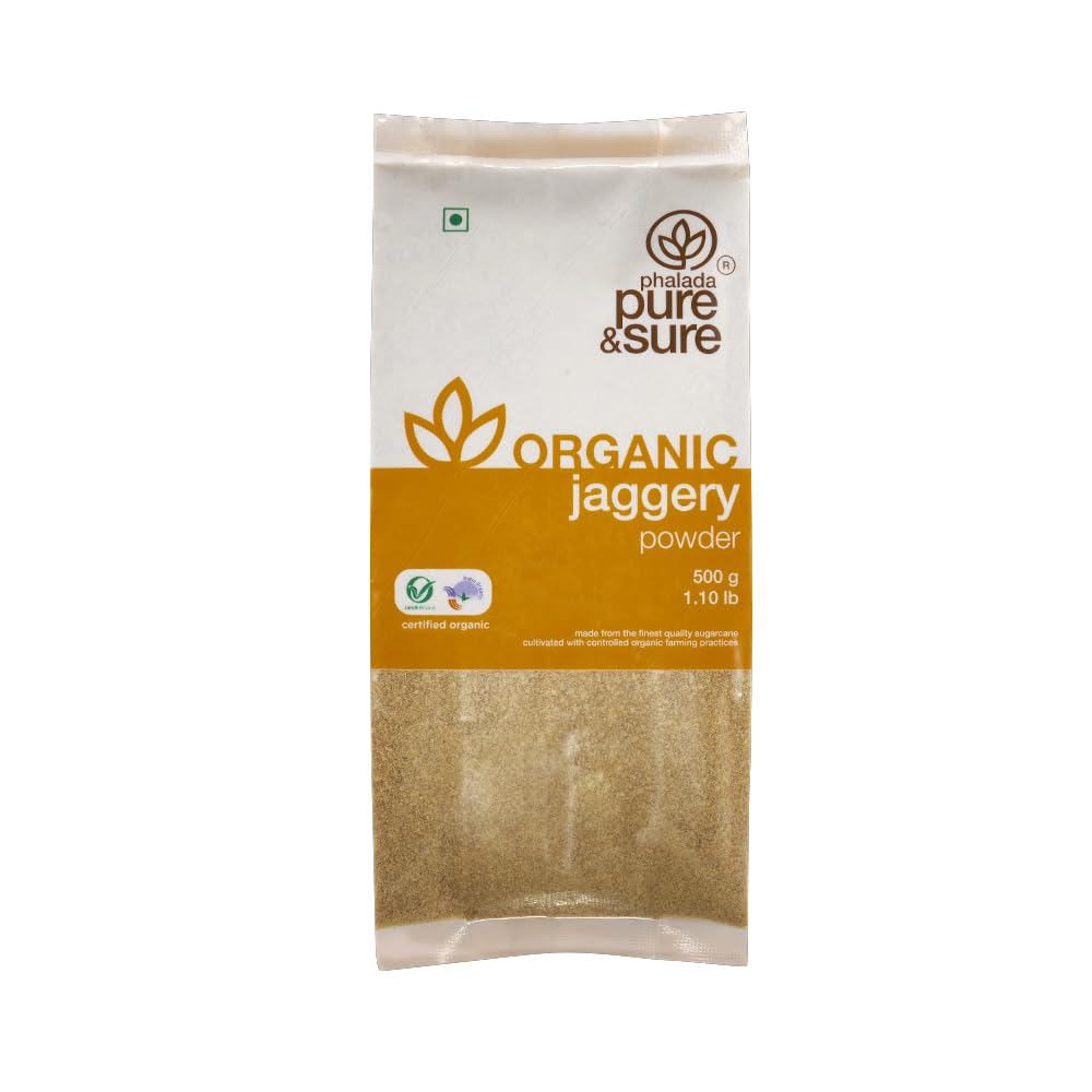 Pure & Sure Organic Jaggery Powder 500gm (Pack of 1) | 100% Desi Gur Powder & Healthy Sugar Substitute | Rich in Antioxidants, Minerals, Vitamins & Fatty Acids | Unrefined & Unadulterated