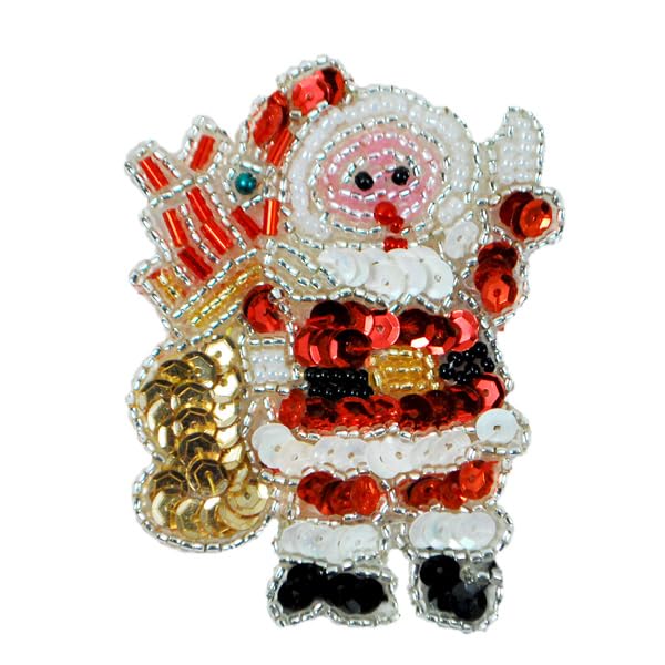 Expo International Santa with Gifts Christmas Beaded Sequin Patches/Appliques, Multi Colors