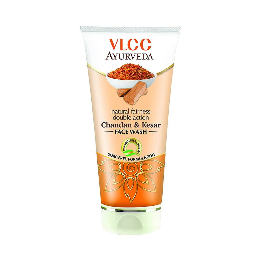 VLCC Ayurveda Natural Fairness Double Action Chandan and Kesar Facewash, 100ml