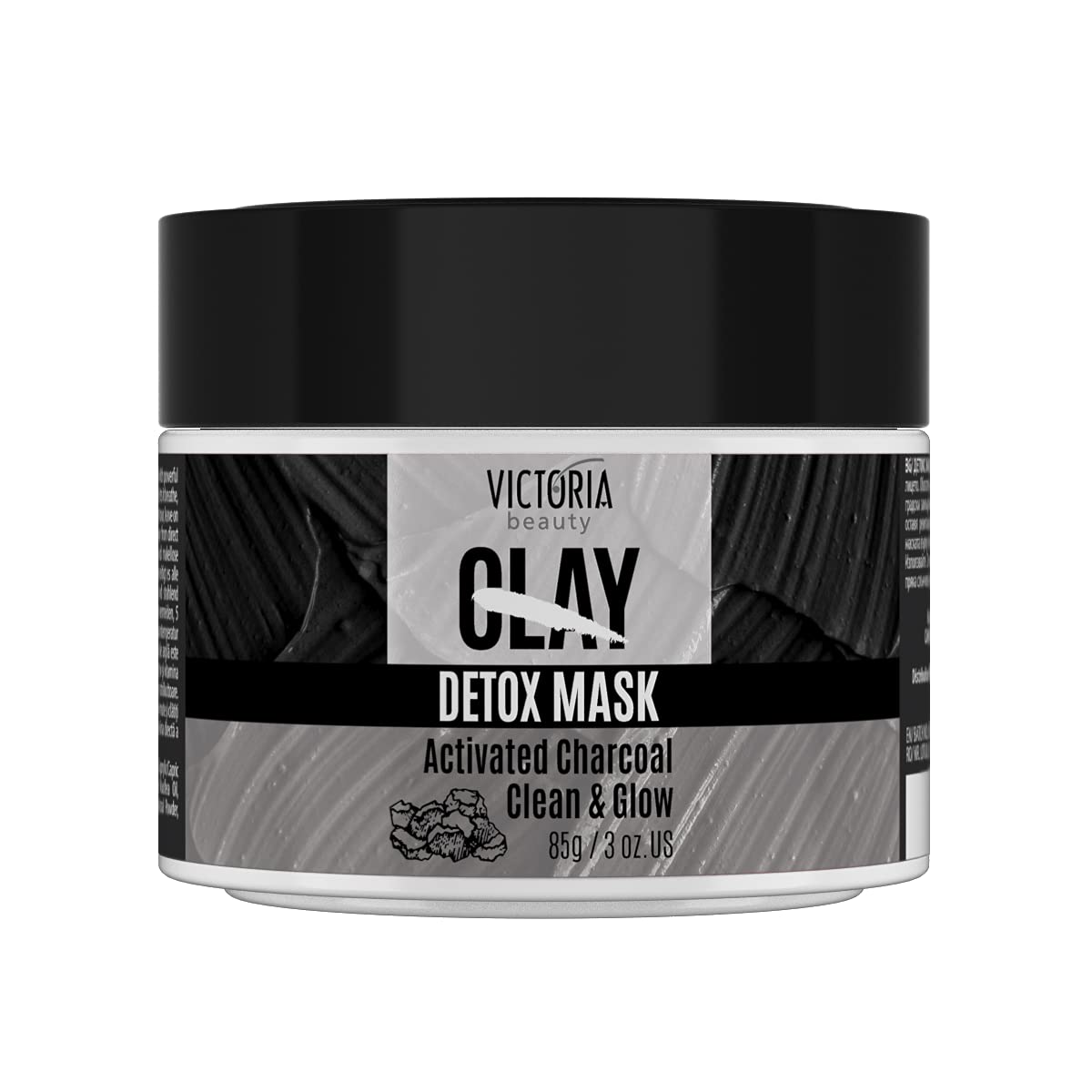 Victoria Beauty Clay 5-Minute Miracle Deep Cleansing Detox Black Face Mask with Activated Charcoal, Bentonite Clay, Zinc, and Niacinamide, 85g