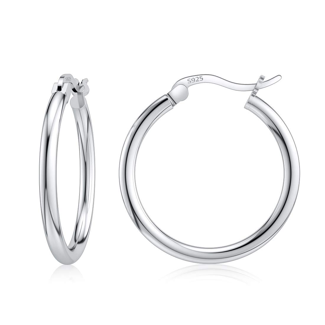 DALARANSterling Silver Hoop Earrings for Women Girls Sensitive Ears Hypoallergenic Hoop Earrings 14/16/18/20/25/30/35/40mm