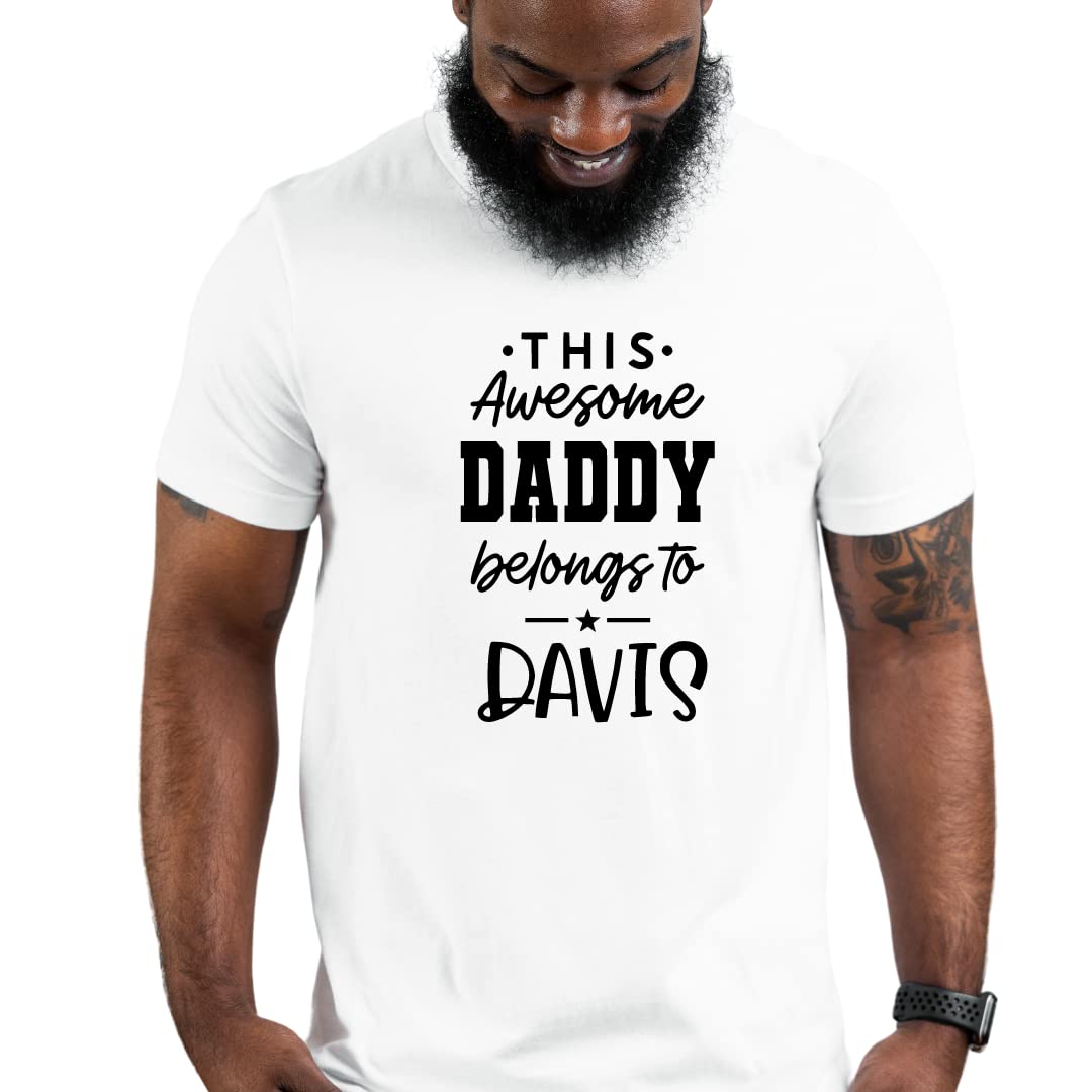 HandmadeThis Awesome Dad Belongs to Shirt, Personalized Dad Shirts with Kids Names, Daddy T-shirt For Men Plus Size, 1st Fathers Day Gifts From Daughter, Son, Wife, New Dad Gifts, Birthday Gift For Dad.