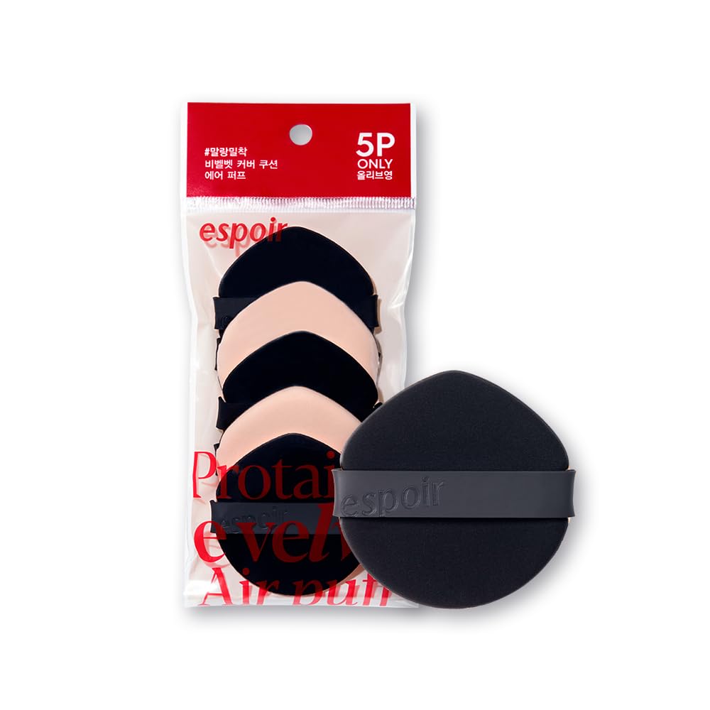 EspoirBe Velvet Air Puff 5ea | Flawless Face Makeup Fast and Easily | Makeup Sponge Applicator Air Cushion Powder Puff for Liquid Foundation, Cream, Powder, Concealer | Korean Base Makeup Tools