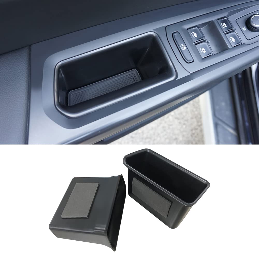 Vesul Front Row Door Side Storage Box Compatible with VW Atlas 2018 2019 2020 2021 2022 2023 Atlas Cross Sport Armrest Phone Container Door Organizer Handle Pocket ABS Tray Insert Glove Pallet