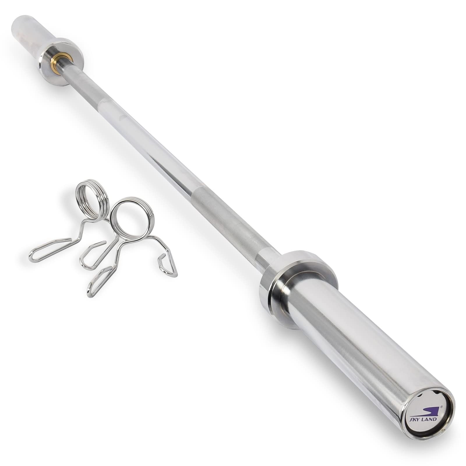 SKY LAND Olympic Rod Bar, 1.5M Solid Steel Barbell with Chrome Finish for Powerlifting & Olympic Lifting, Compatible with 5 cm Weight Plates - EM-9265-Rod-1.5