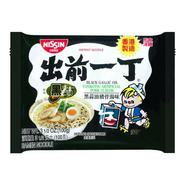 NISSINRamen Noodle Instant Noodles With Soup Base 12 Pack (Black Garlic Oil Tonkotsu Pork)