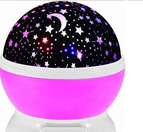 Romantic Rotating Star Moon Sky Rotation Night Projector Light Lamp-Pink.