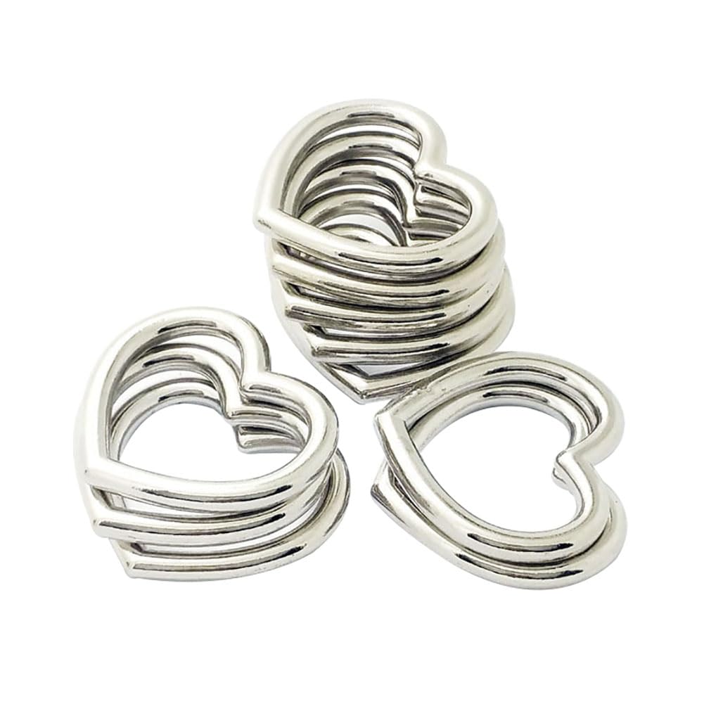 FSSTUD10 Pcs Heart Shape Metal Craft Ring Hollow Belts Bags Strap Buckle Punk Choker Necklaces Rings Heart Charm Pendant Connectors for DIY Crafts