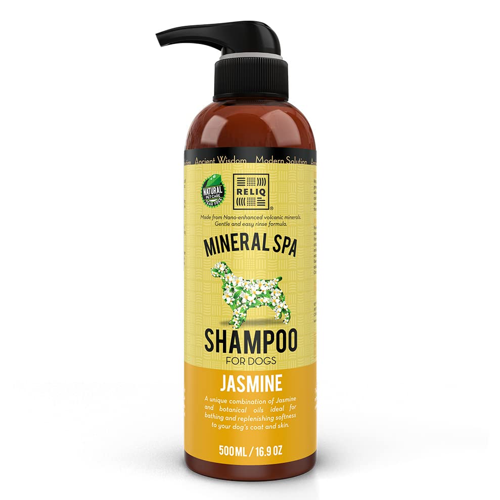 RELIQNatural Mineral SPA Shampoo Jasmine for Dog/Puppy. No soap no Oatmeal Formula. Tear Free and Long Lasting Odor Control. Super Soft and Shiny Coat After wash.