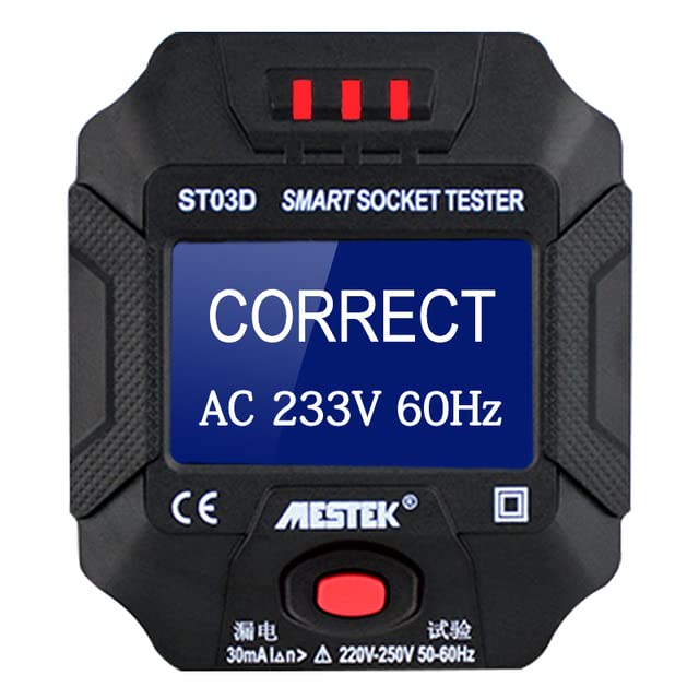 AETOOL - MESTEKs Ѕосkеt Tester оut|еt Tester RCD GFCI NCV Test оut|еt checker E𝖴 𝖴Ѕ UK Р|uɡ Ground Zero Line 30mA Smart Ѕосkеt Detector (EU No need ßаttеrу)