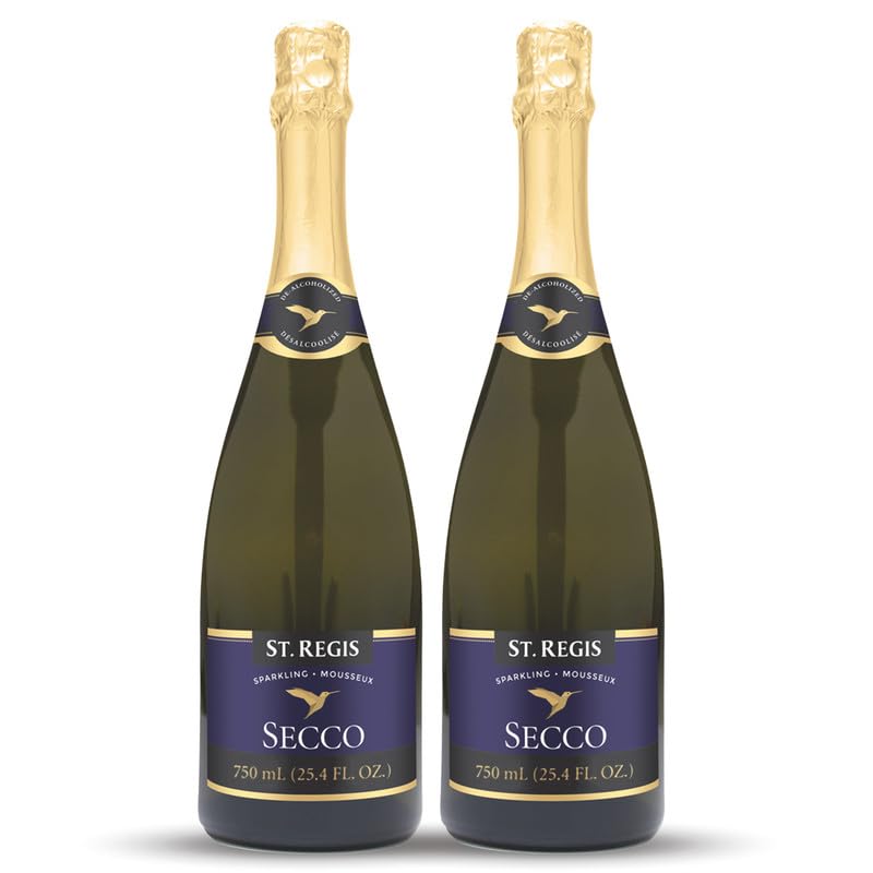 ST. REGIS Non-Alc Secco 25.4 Fl Oz (2 Pack) - Low Calorie and Sugar - Fruity & Floral Rich Flavor from North of Spain Vineyards